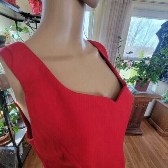 Lois Snyder Dani Max Sleeveless Dress Red Rayon Vintage Size 10 90s Y2k Retro - Picture 3 of 11